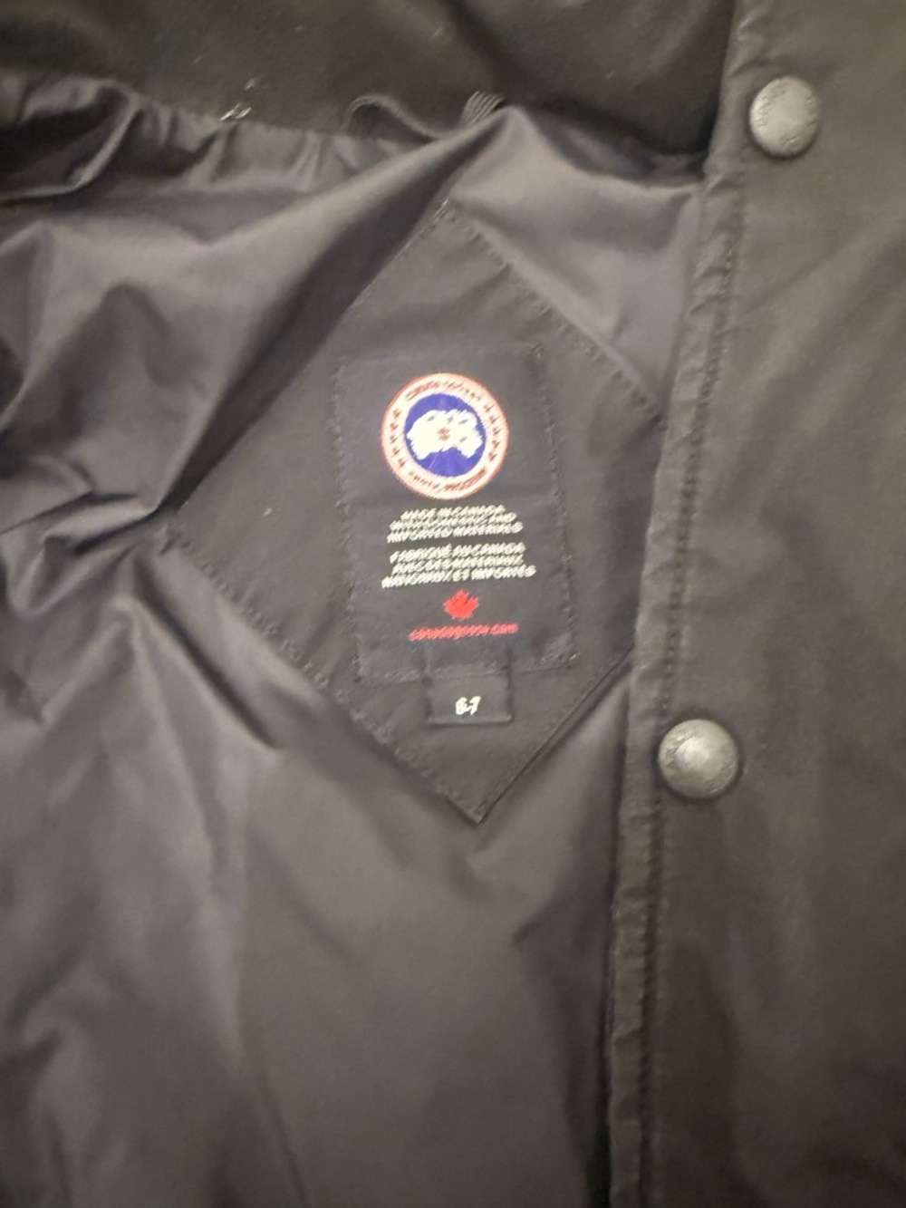 Canada Goose Black Hooded Puffer Jacket size 6-7 - Picture 4 of 7